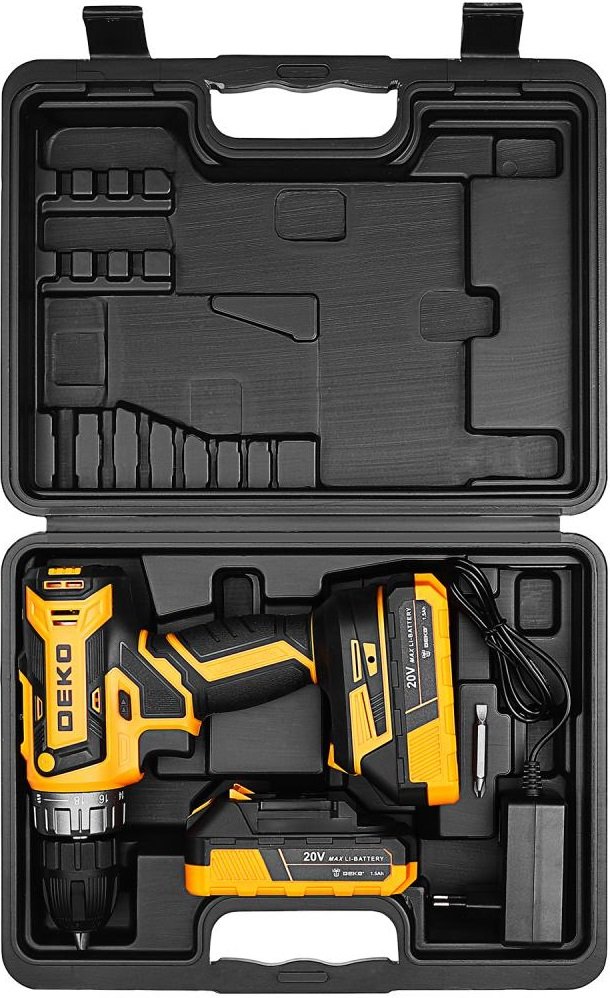 

Дрель-шуруповерт Deko ZKCD20V 084-1007 (с 2-мя АКБ, кейс)