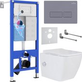 Cube bidet в комплекте с инсталляцией StounFix Dual Fresh 6 в 1 966807 (кнопка: серый гранит)