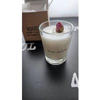 Ароматическая свеча 4SOUL в стеклянном стакане 50 мл с декором из сушеной розы (аромат Красное вино)