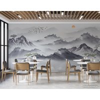 Фотообои ФабрикаФресок Акварельная Япония и горы 175265 (500x265)