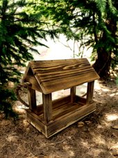 Деревянная для птиц и белок 21x24x14 см (обжиг)