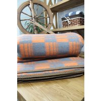 Одеяло Сукно Полушерстяное 432002 170х210 (клетка оранжевая)