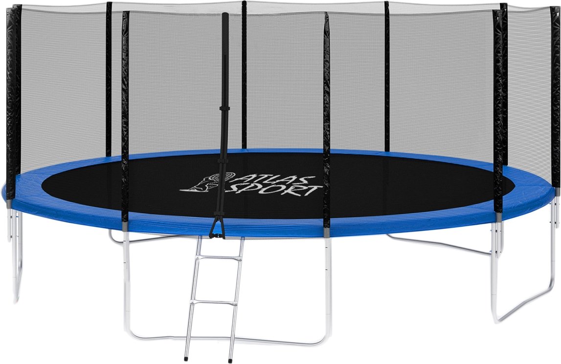 

Батут Atlas Sport 465 см - 15ft Basic (с лестницей, внешняя сетка, синий)