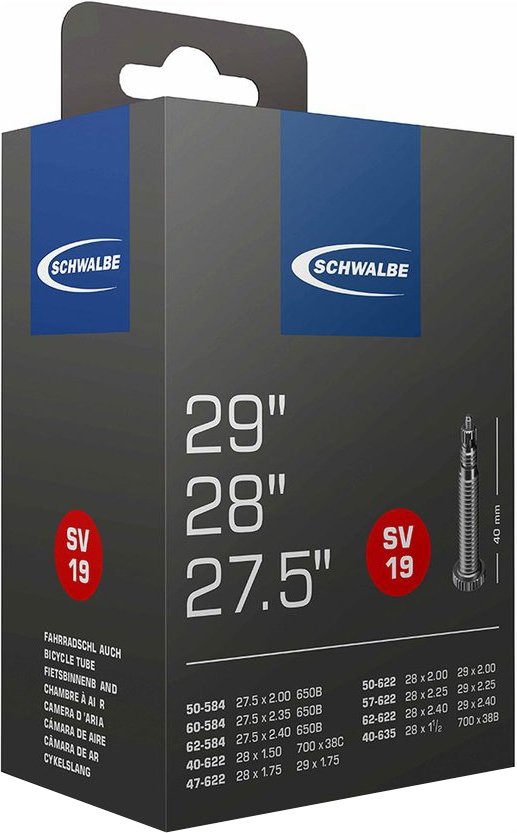

Велокамера Schwalbe SV19 40/62-584/635 27.5x2.00-2.35 / 29x1.75-2.40 [10430343]