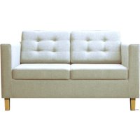 Диван Brioli Дилли клетка Д двухместный (рогожка, J1 кремовый/светлые ножки)