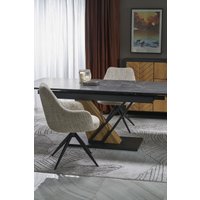 Кухонный стол Halmar Volant 140-180/90/76 (черный мрамор/дуб золотой)