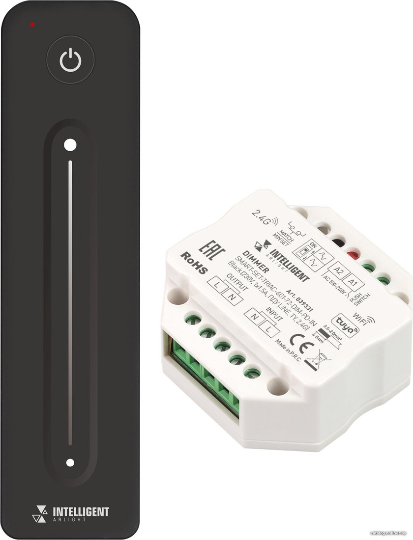 Диммер RGB Arlight Intelligent SMART-SET-TRIAC-601-72-DIM-PD-IN Black (230V, 1x1.5A, ПДУ LINE, TY, 2.4G) 039331