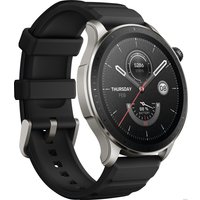 Умные часы Amazfit GTR 4 (серебристый, с черным ремешком из фторэластомера)