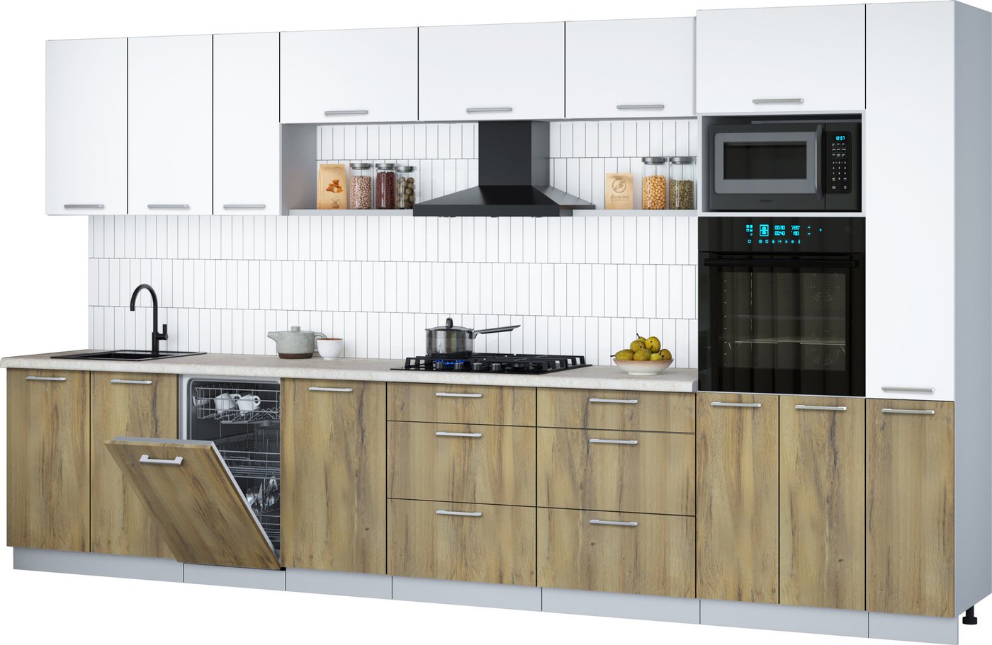 

Готовая кухня Интерлиния Мила Gloss 3.8-ПМ3 (дуб вотан/белый/опал светлый)