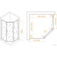 Душевой уголок RGW PA-86B 38088600-14 100x100 (черный/прозрачное стекло)