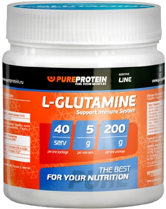 L-глютамин Pureprotein L-Glutamine (200г, яблоко)