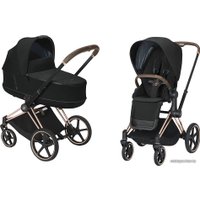 Универсальная коляска Cybex Priam (2 в 1, deep black, шасси rose gold)