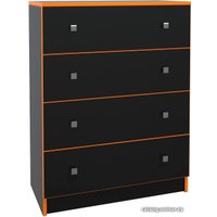 Комод МДК Black BL-КМ2О с 4 ящиками 1050x800x418 (черный/кромка оранжевая)