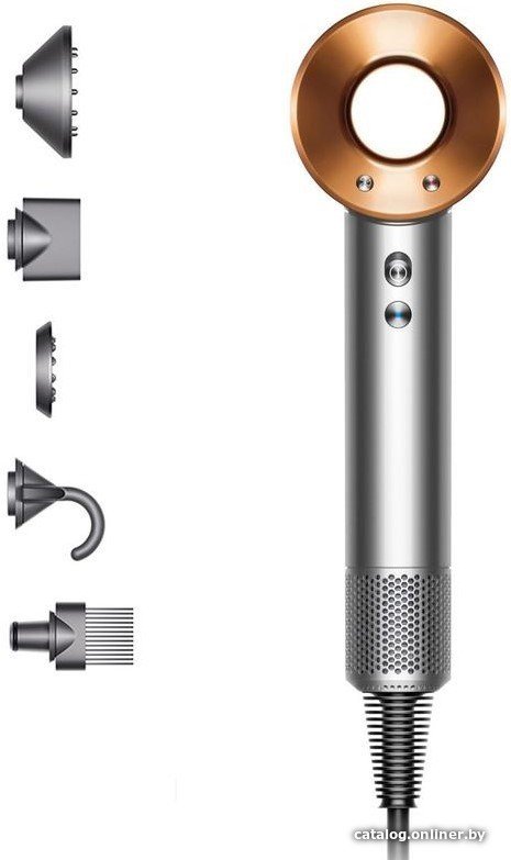 Фен Dyson HD07 Supersonic (с переходником на евровилку, никель/медный)