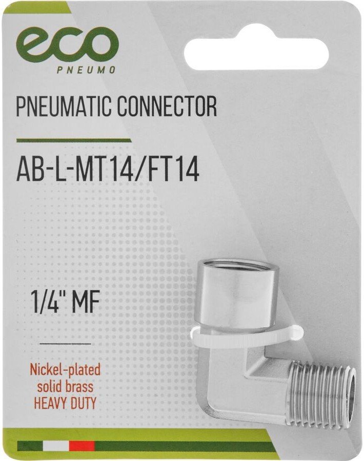 Фитинг ECO Соединитель пневматический 1/4 AB-L-MT14/FT14