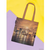 Сумка шоппер JoyArty Небо над мегаполисом ткань под лен bsh_18085