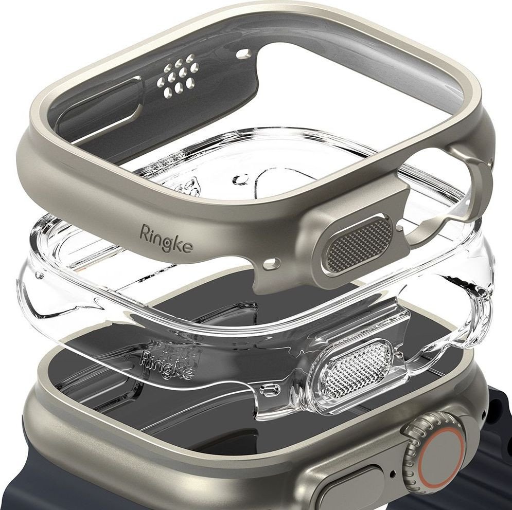 Чехол Ringke Slim 2шт для Apple Watch Ultra 1 / 2 (49 mm) Clear & Titanium Grey