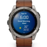 Умные часы Garmin Fenix 8 Sapphire 51мм (титановый, каштановый кожаный ремешок)