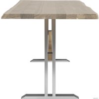 Кухонный стол Buro7 Двутавр 110 (с обзолом, дуб беленый/серебро)