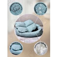 Лежак Синема Бьюти Лагуна 3 (серо-бирюзовый)