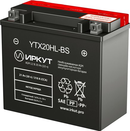 

Мотоциклетный аккумулятор Иркут YTX20HL-BS (20 А·ч)