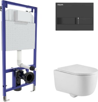 Унитаз подвесной Berges Wasserhaus Tornas Rimless + Visam Slim 525 EX-043411 (с кнопкой, с сиденьем)