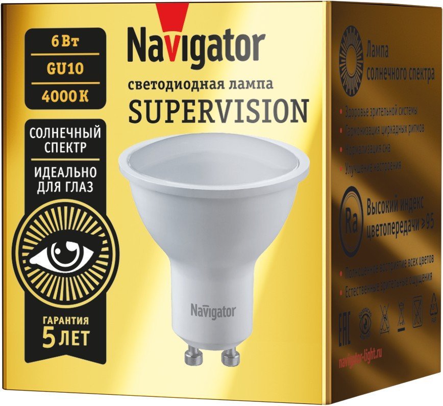 

Светодиодная лампочка Navigator 95 465 NLL-01-02 PAR16-6W-4K-GU10-SV