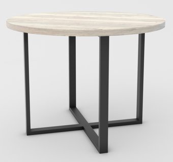 Кухонный стол Hype Mebel Раунд раздвижной 100x100 (черный/древесина белая)