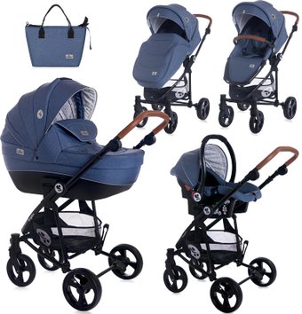 Универсальная коляска Lorelli Crysta (3 в 1, деним синий)
