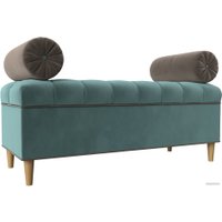 Банкетка Лига диванов Глория 113657 (велюр бирюзовый/коричневый/коричневый)