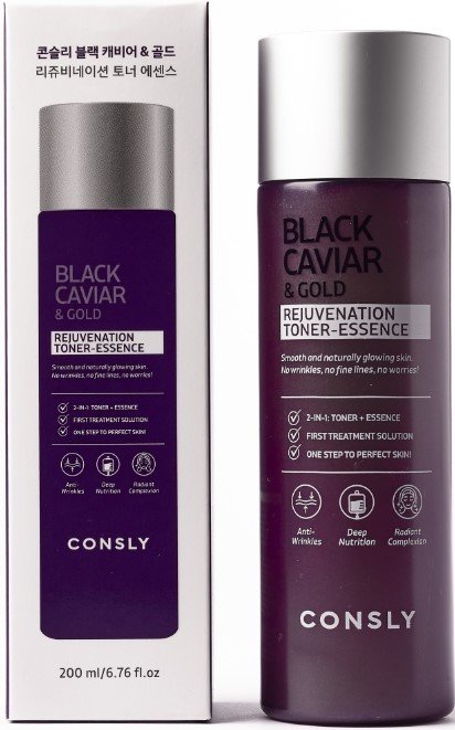 

Consly Тонер для лица Black Caviar Gold Rejuvenation Омолаживающий 200 мл