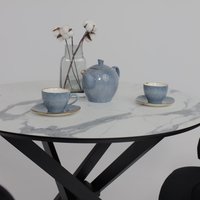 Кухонный стол Аврора Мехико 3Д D950 (камень белый/черный матовый)