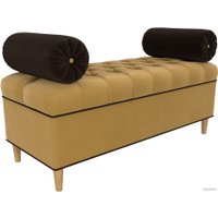 Банкетка Лига диванов Глория 113674 (микровельвет желтый/коричневый/коричневый)