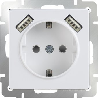 Розетка Werkel WL01-SKGS-USBx2-IP20 (белый)