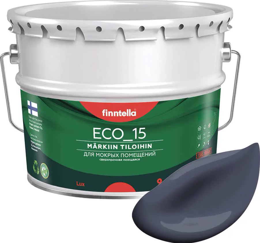

Краска Finntella Eco 15 Monsuuni F-10-1-9-FL045 9 л (холодный серый)