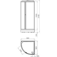 Душевая кабина Domani-Spa Simple 99 90x90 DS01Sm99LGrCl00.Gt-V1.2-Black (серый/прозрачное стекло) в Солигорске