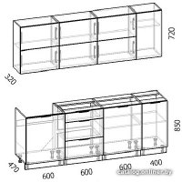 Готовая кухня Интермебель Микс Топ-37 2.2м (белый премиум-дуб крафт золотой-венато)