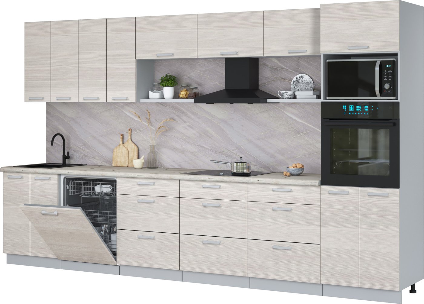 

Готовая кухня Интерлиния Мила Лайт 3.6-ПМ1-2 (вудлайн кремовый/вудлайн кремовый/бискайская сосна)