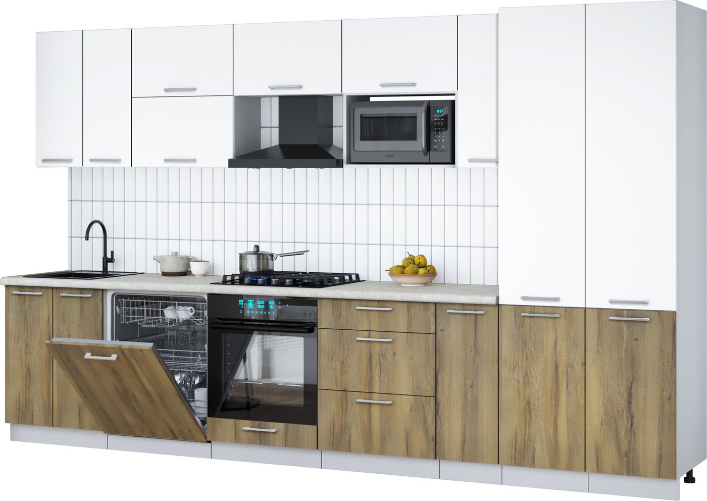 

Готовая кухня Интерлиния Мила Gloss 3.5-ПМ2 (дуб вотан/белый/опал светлый)