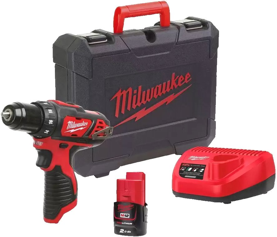 

Дрель-шуруповерт Milwaukee M12 BDD-201C 4933479439 (с 1-м АКБ, кейс)