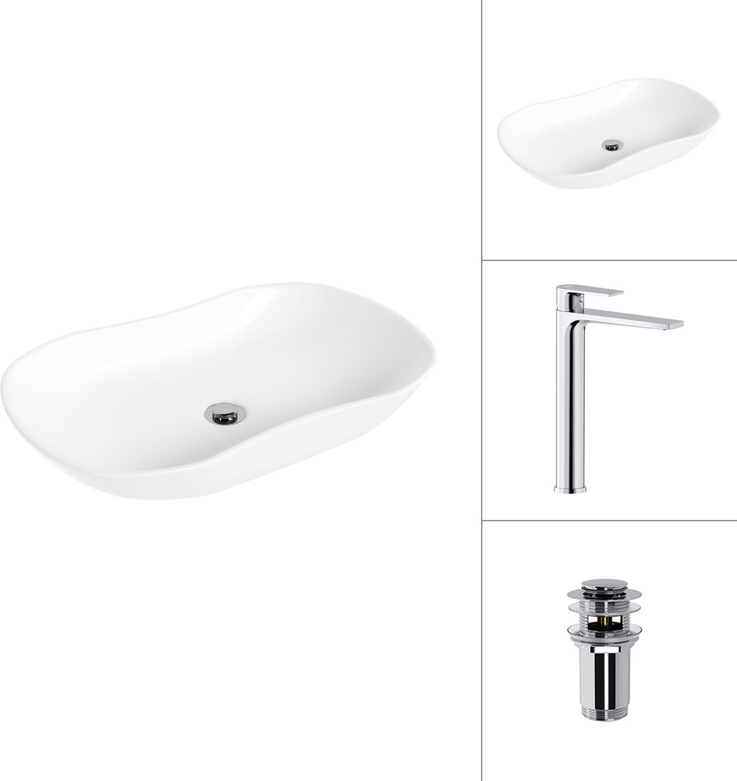 Умывальник Lauter 21570 + Reef 21CK8678C с донным клапаном 21190CH (хром)