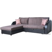 Угловой диван Асмана Магнат 0.8 декор прямой (ридли 07/банни 13/кожзам коричневый)