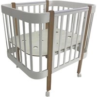 Классическая детская кроватка Indigo Italiano Baby 3 в 1 колеса + продольный маятник (белый/натуральный)