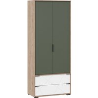 Шкаф распашной Трия Лео ТД-410.07.22 (гикори джексон/белый матовый/дымчатый зеленый)
