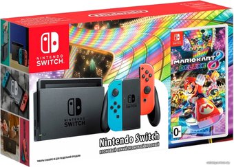 Nintendo Switch + Mario Kart 8 Deluxe (красный/синий)