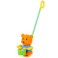 Развивающая игрушка Полесье Каталка Медвежонок с ручкой 96654