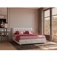 Кровать Мебель-АРС Граф 160 (экокожа белая)