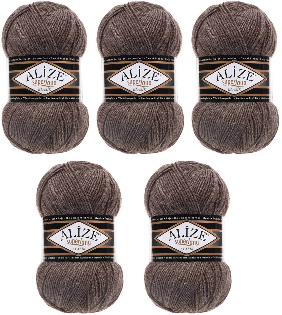 

Пряжа для вязания Alize Superlana 240 (280 м, коричневый меланж, 5 мотков)