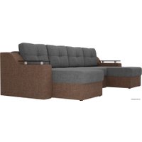 П-образный диван Лига диванов Сенатор 28931 (рогожка, серый/коричневый)