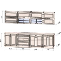Готовая кухня Интерлиния Мила Шато 3.1Б (дуб вотан/луна/опал светлый) в Мозыре